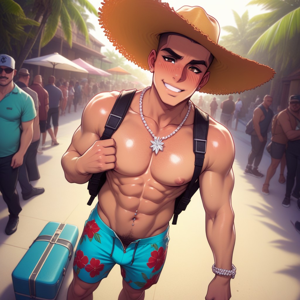 Suitcase, Femboy , Pearl Necklace AI Gay Porn