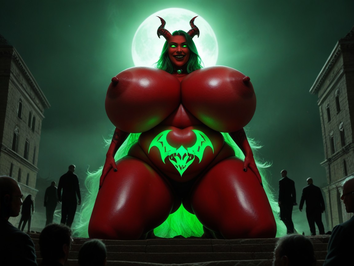 Extreme Evil Demonic Monster Face, Demonic Summoning, Glowing Eyes AI Porn