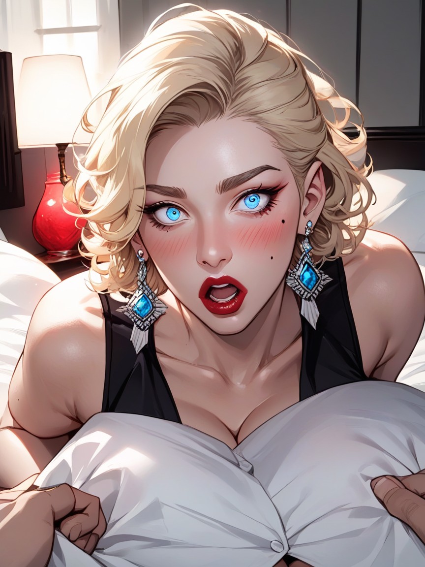 Elegant Neckline, Grabbing Arms, Mouth Wide Open Hentai IA