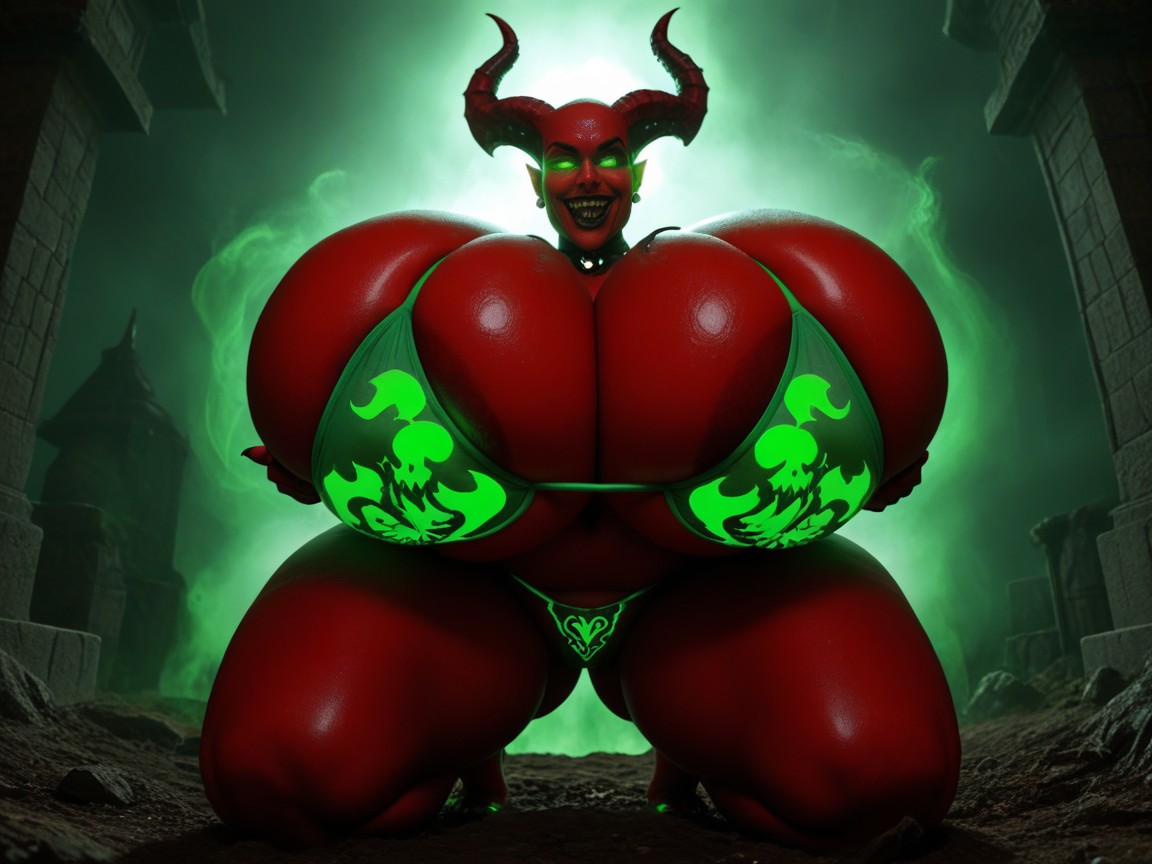 Demonic Green Aura, Eyes Glowing Fluorescent Green, Green Eyes AI Porn