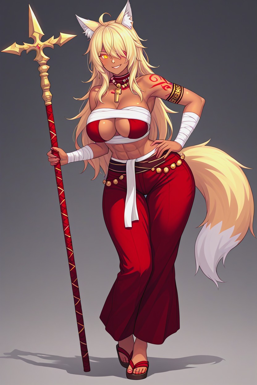 Fur Around Neck, Red Tribal Tattoos On Arms, Massive Ass Hentai AI Porn