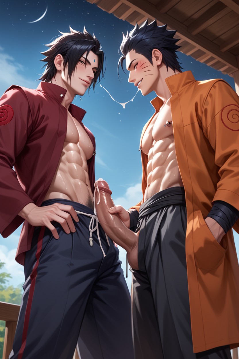 Blowjob, Open Jacket, Sasuke Moaning Porno IA Gay
