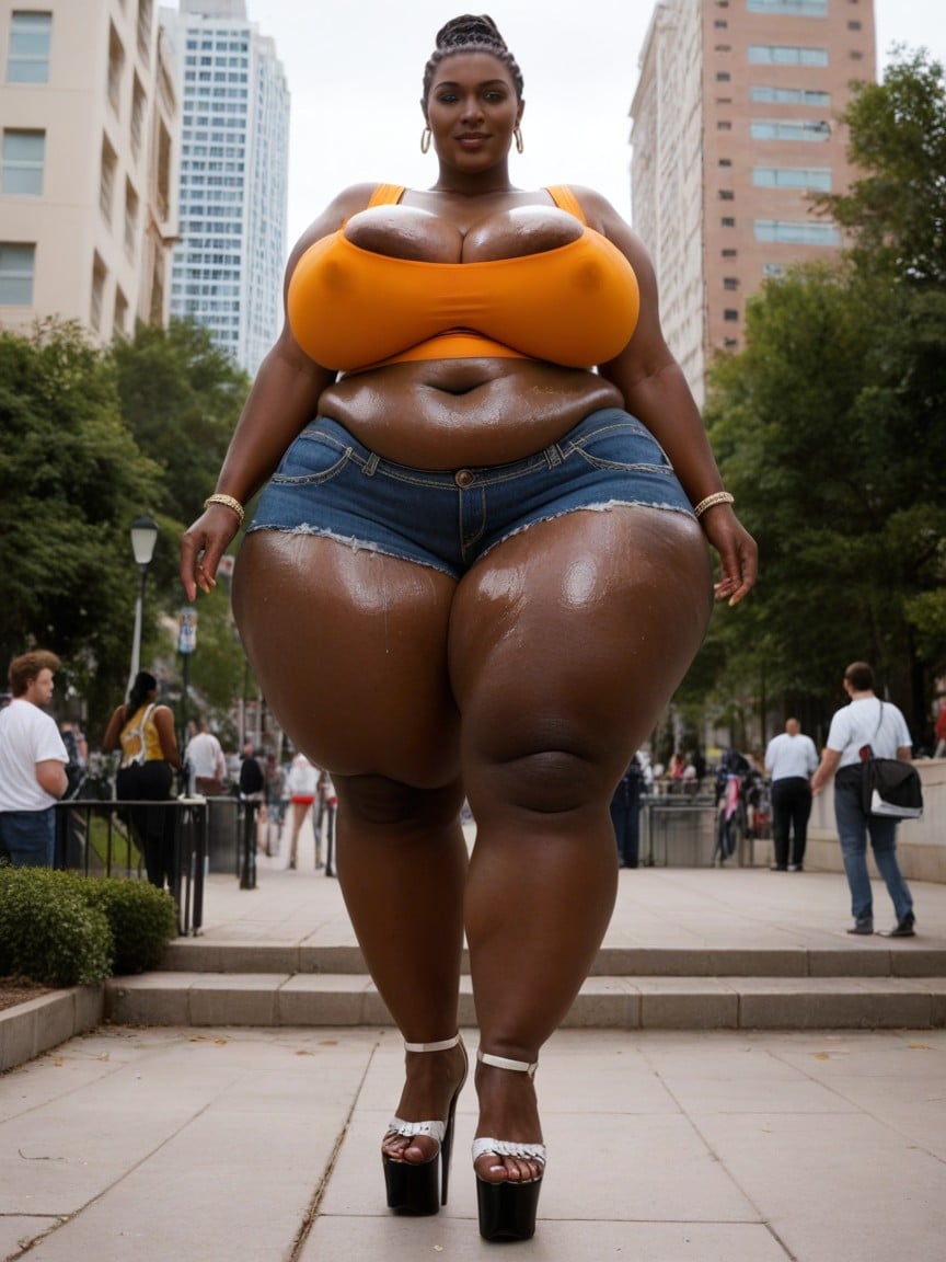 Park, Tits Almost Out, Nighttime BBW AI Porn