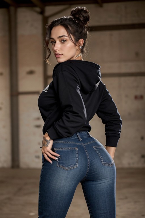 De Pie, Muy Delgada, Hair Bun AI Porn