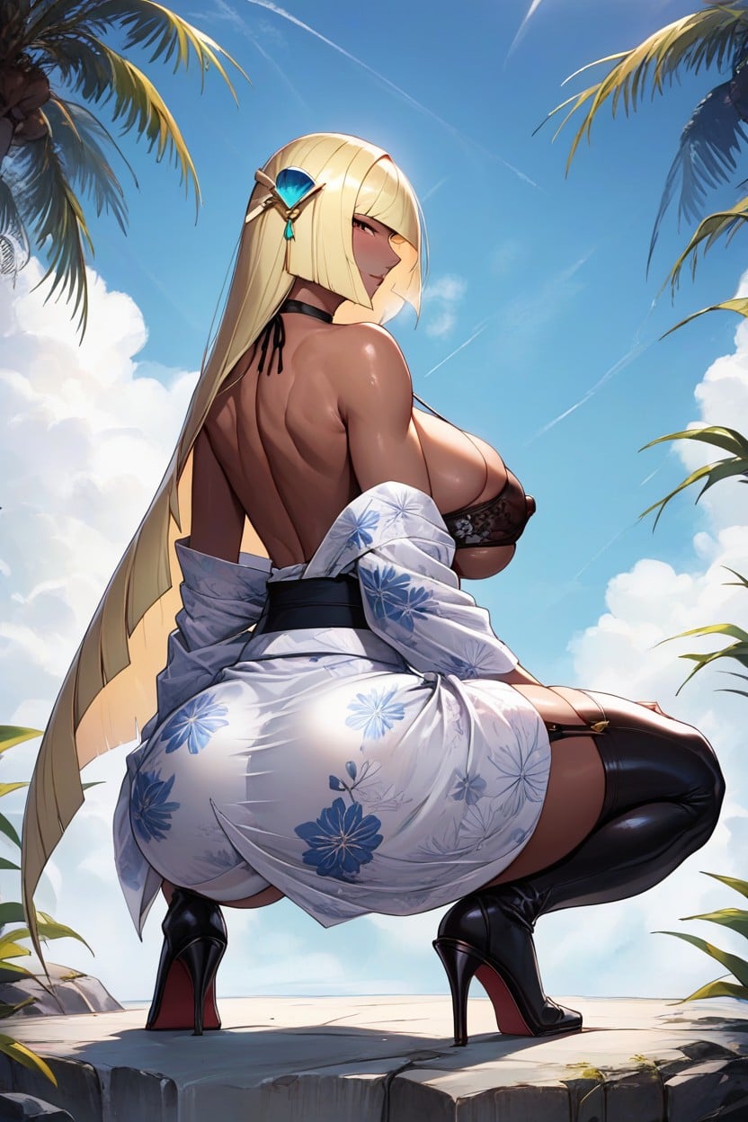 Beautiful Back Line And Glamorous Plump Buttocks, Long Chest, Half Nipples Hentai AI Porn
