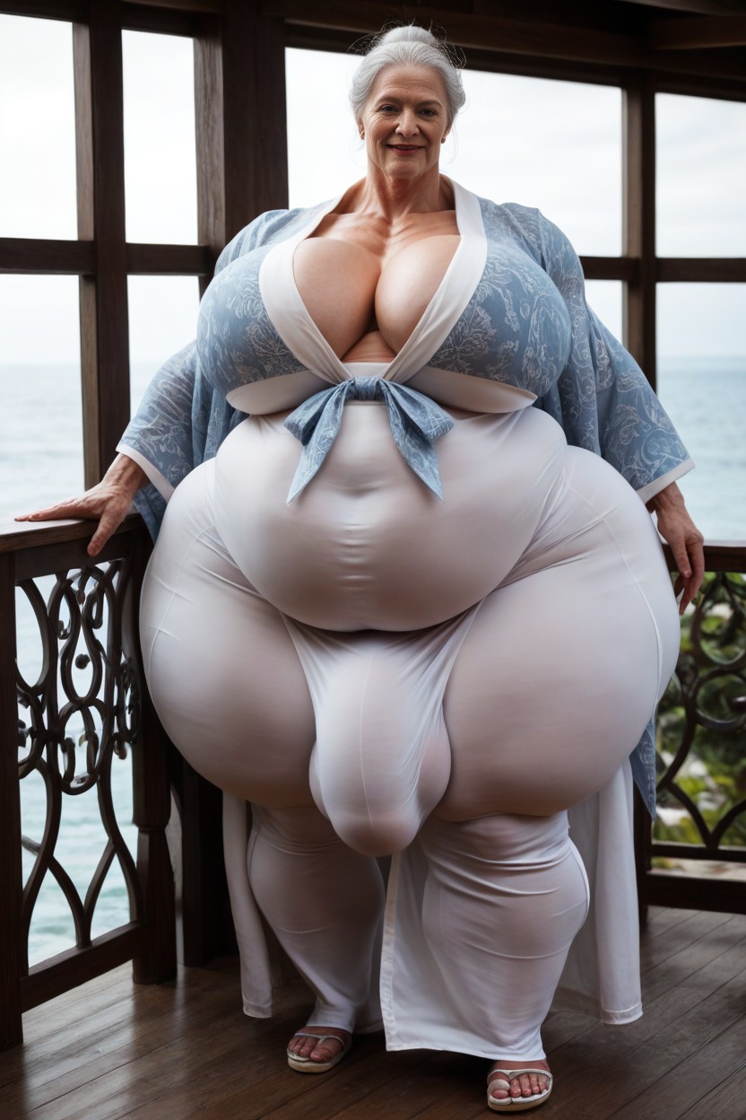 Huge Round Thighs, Beach Robe, 60+ AI Porn