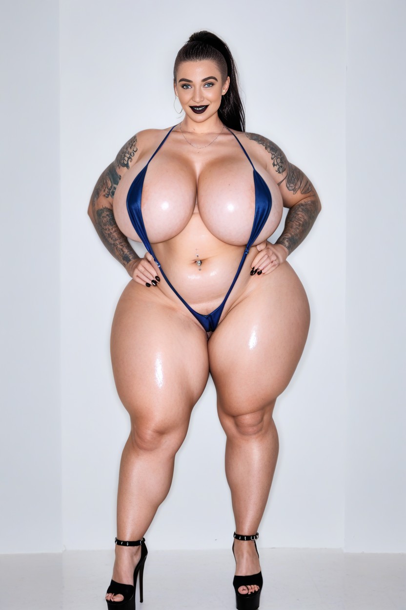 Inner Thighs Visible, Massive Gigantic Hyper Thighs, Legs Spread Apart AI Porn