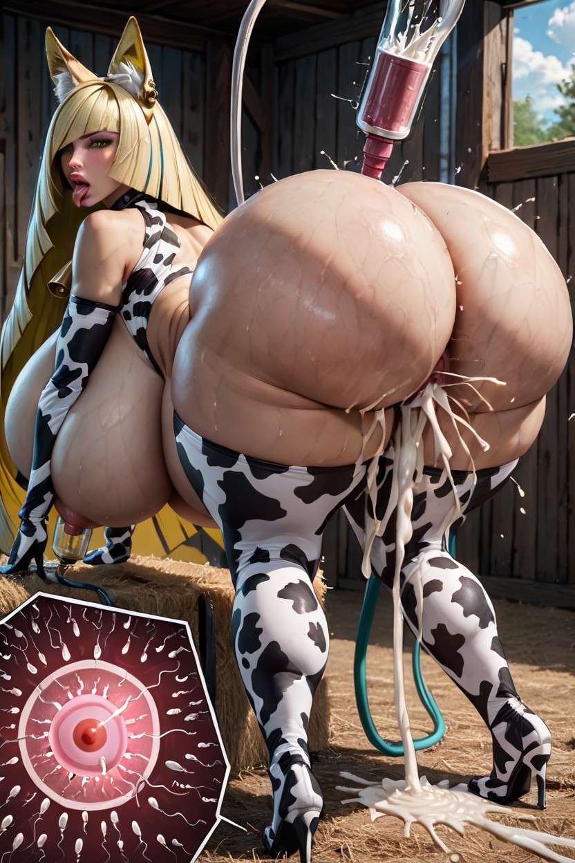 Mindbreaking Orgasm, Milking Machines, Cowprint Thigh Highs AI Porn