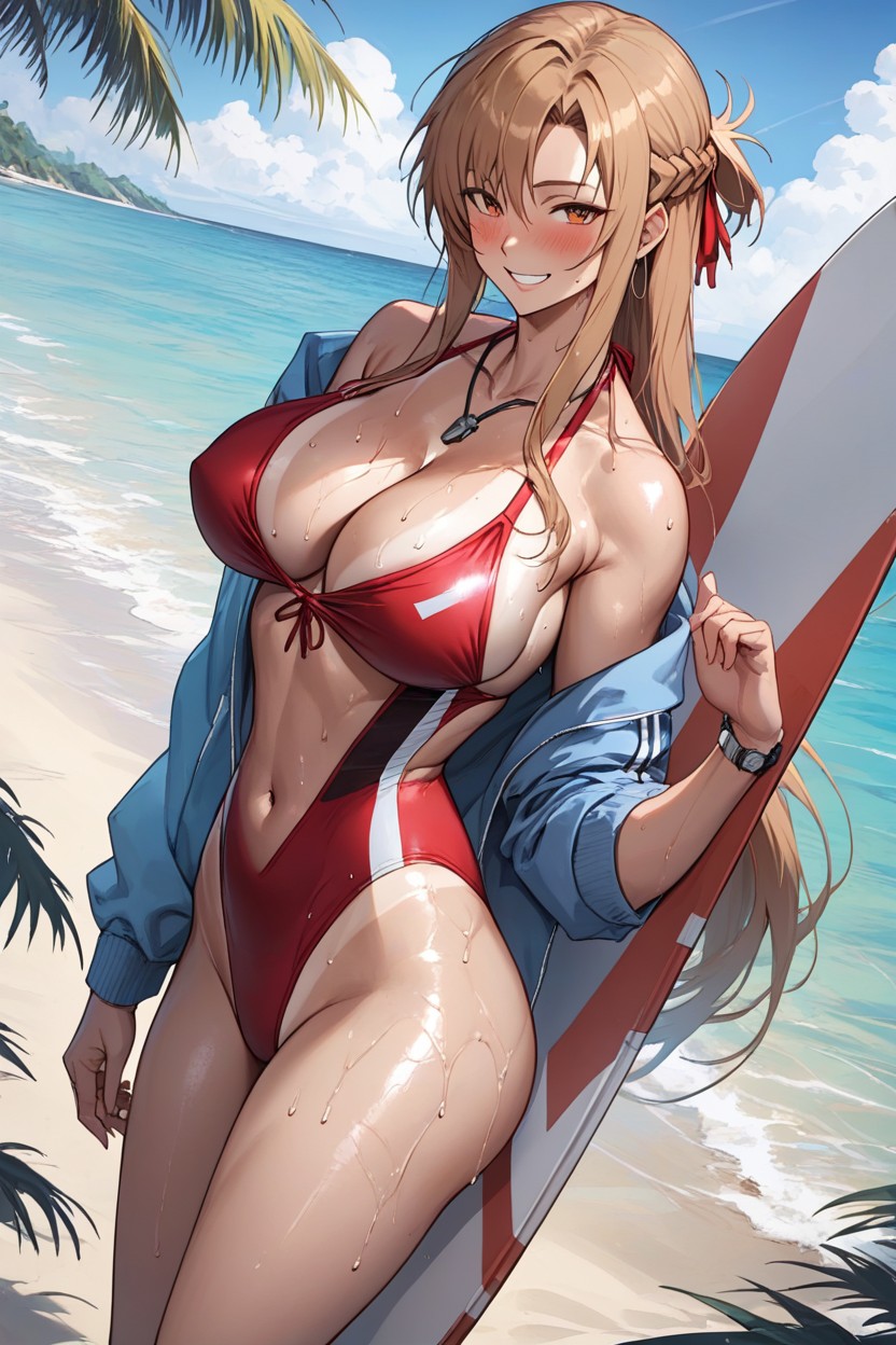 Looking At Viewer, Perfect Angle, Beach Hentai AI Porn
