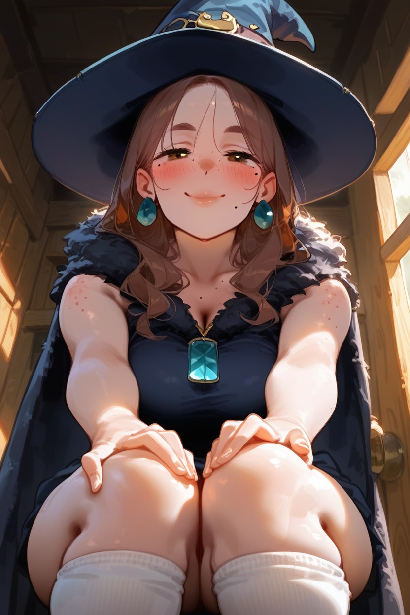 Firm Breasts, Wizard Hat, Arms Spread Hentai AI Porn