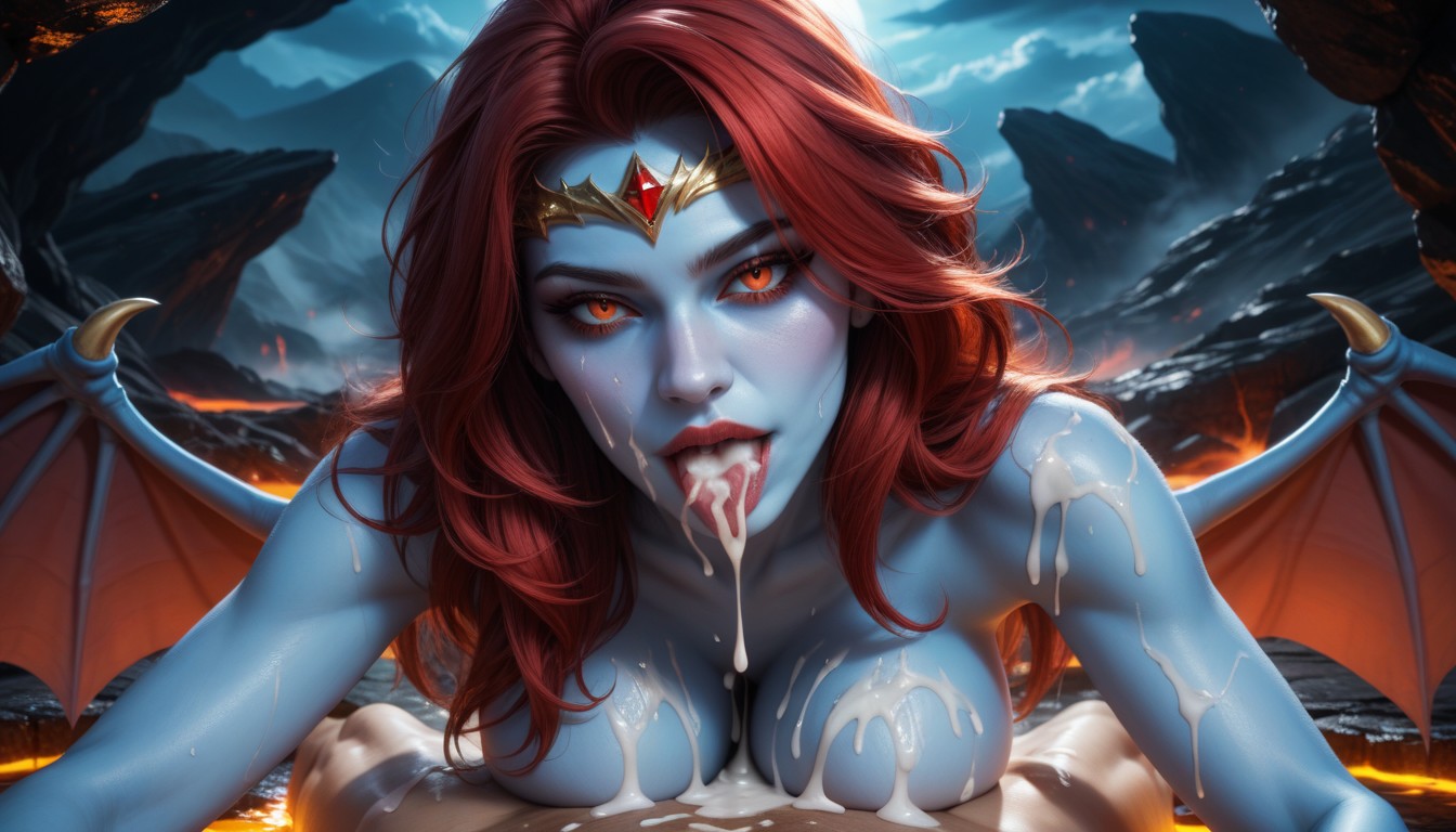 Lava, Tongue Out, Jets Of Cum AI Porn