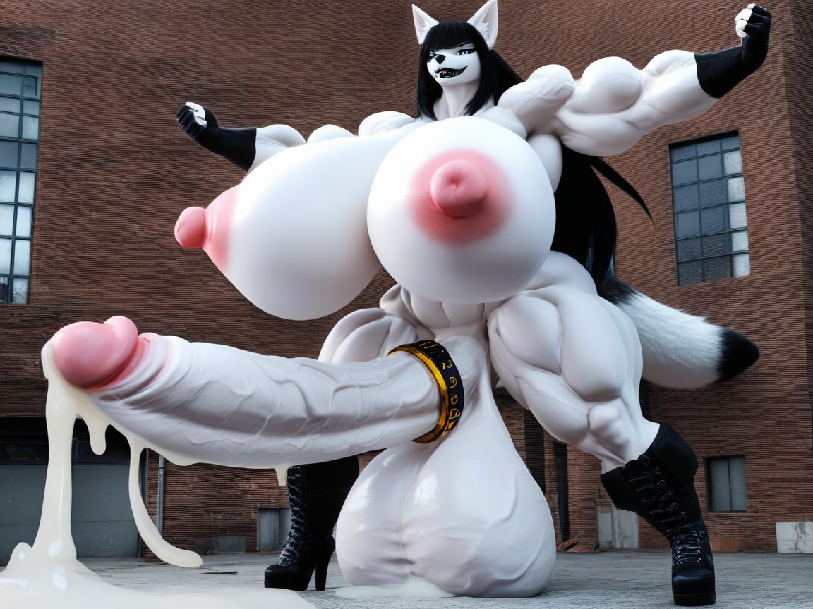Smug Expression, Erect Penis, Huge Extremely Veiny Cock Furry AI Porn