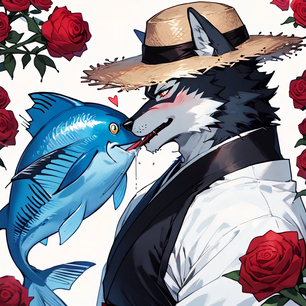 Passionate, Shoujo Manga Artwork, Love Hearts Furry AI Porn