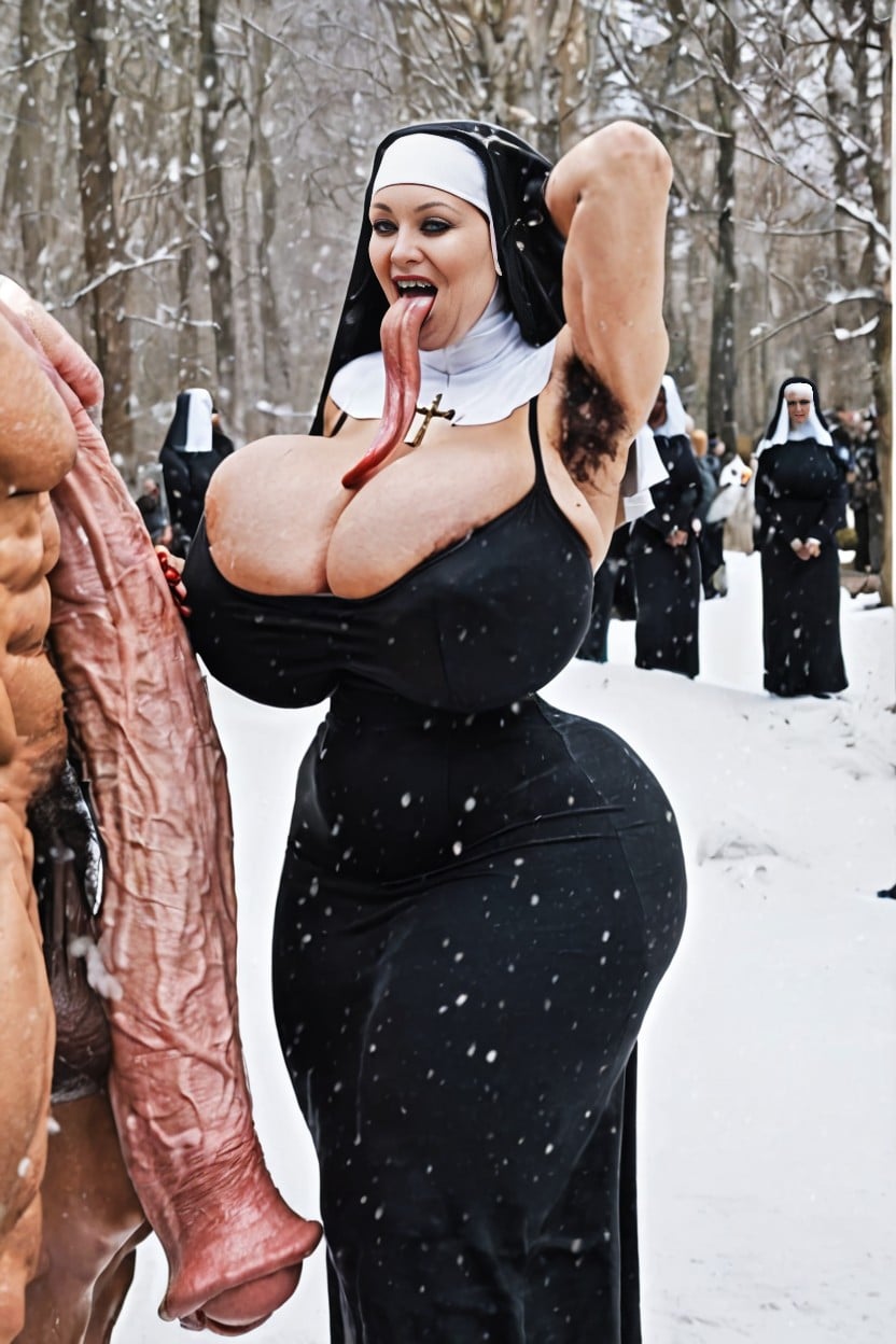 Snow, Long Tongue, Natural Looking Breasts Shemale AI Porn