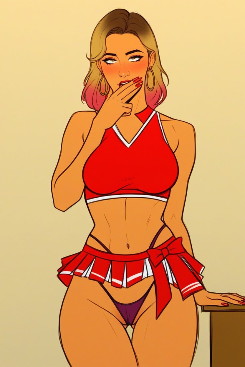 Seductive Pose, Gold Hoop Earrings, 18+ Hentai AI Porn
