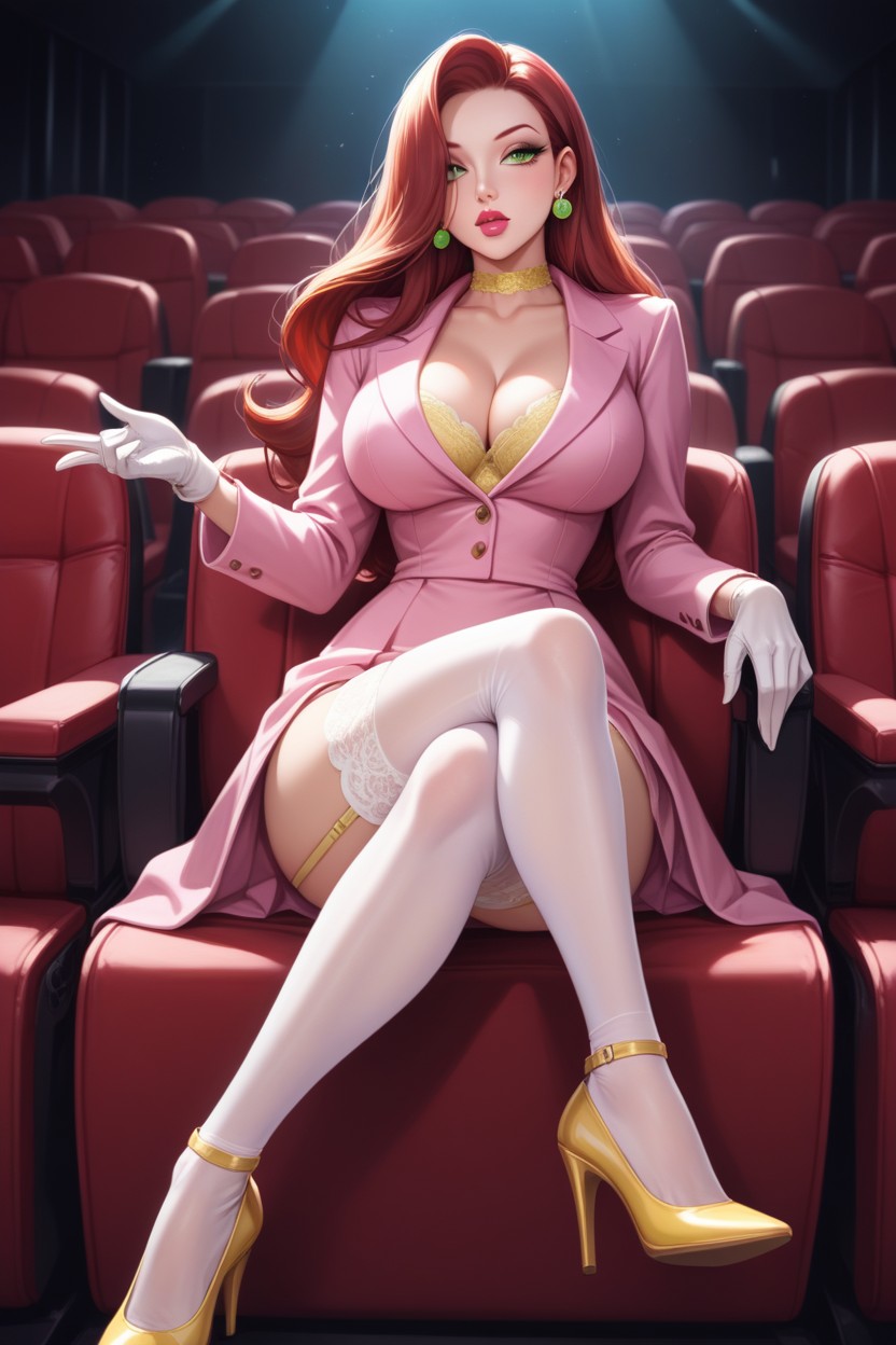 Expressionless, Hourglass Figure, Pastel Pink High Heels Hentai AI Porn