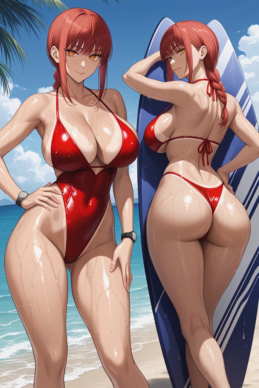 Makima From Chainsaw Man, Bar, Thick Thighs Hentai AI Porn