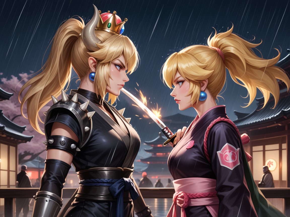 Samurai, Side View, Clashing Katanas Hentai AI Porn