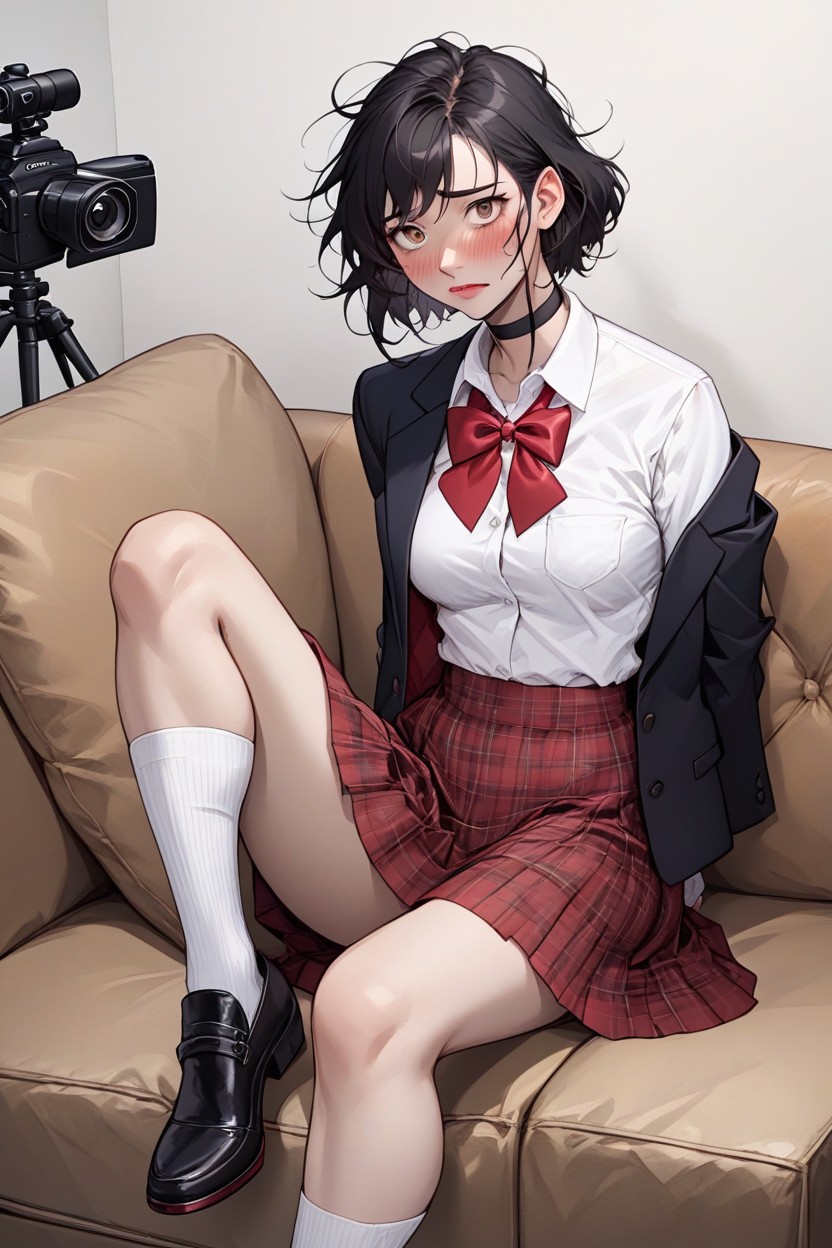 Long Neck, Arms Behind Back, Brown Eyes Hentai AI Porn