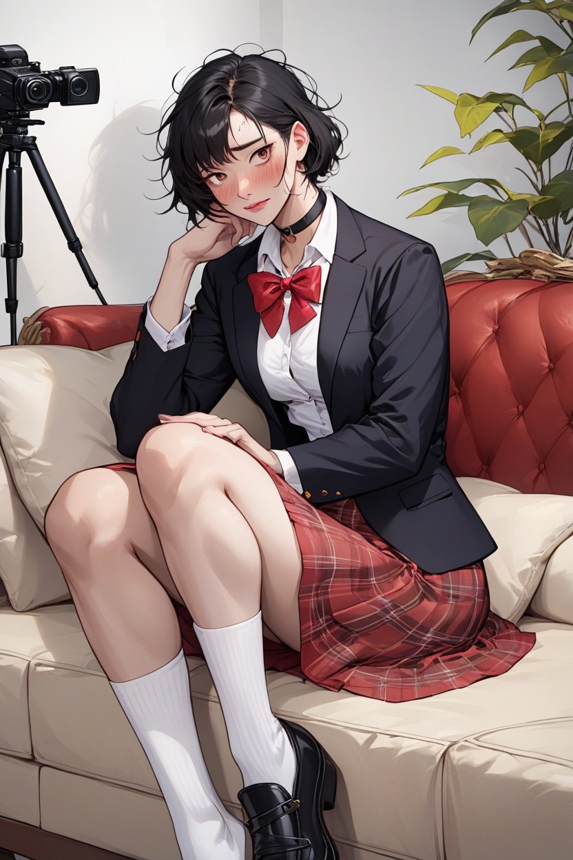 Casting Couch, Bangs, Long Neck Hentai AI Porn