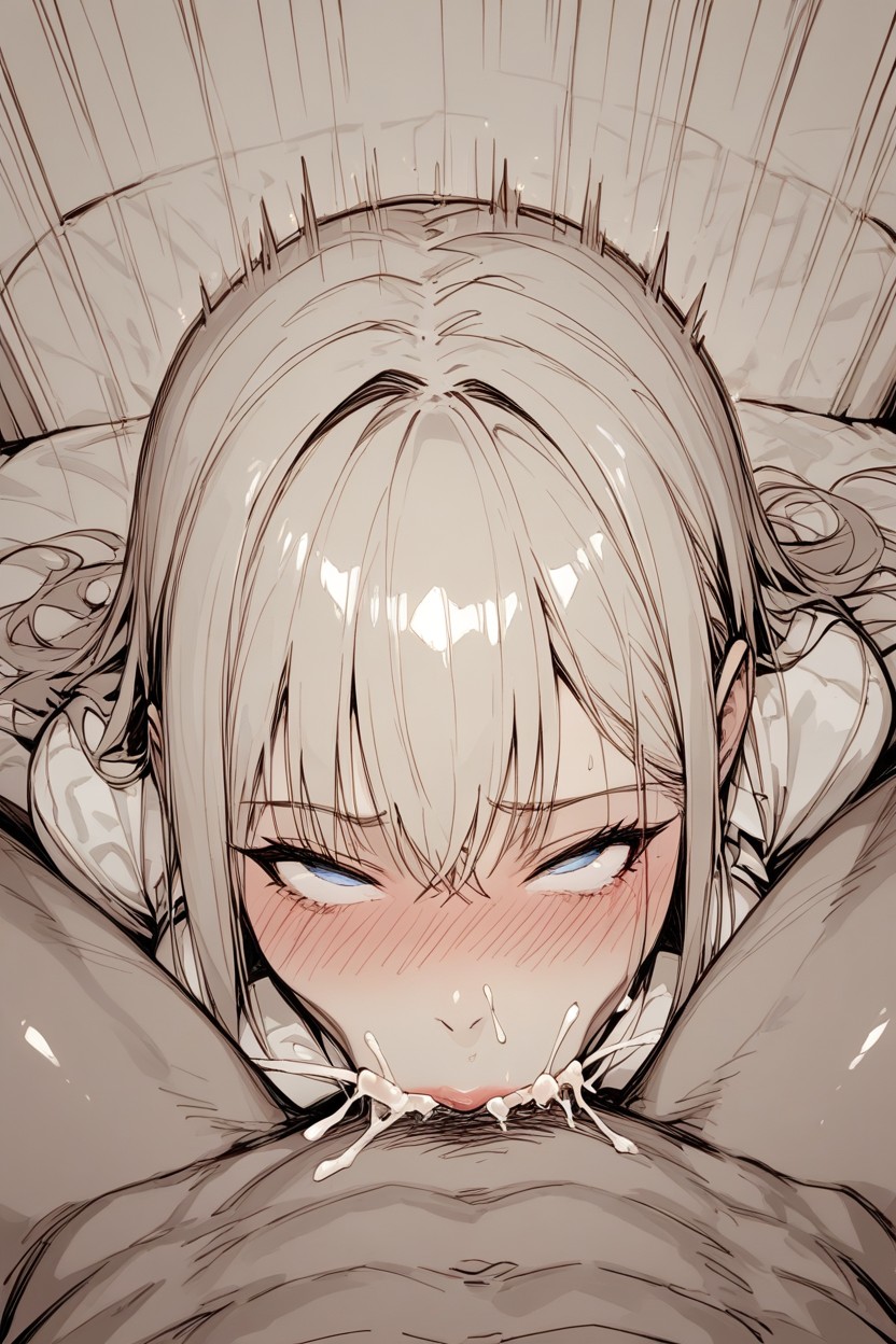 Bed Room, Rolling Eyes, Deepthroat Face Hentai AI Porn