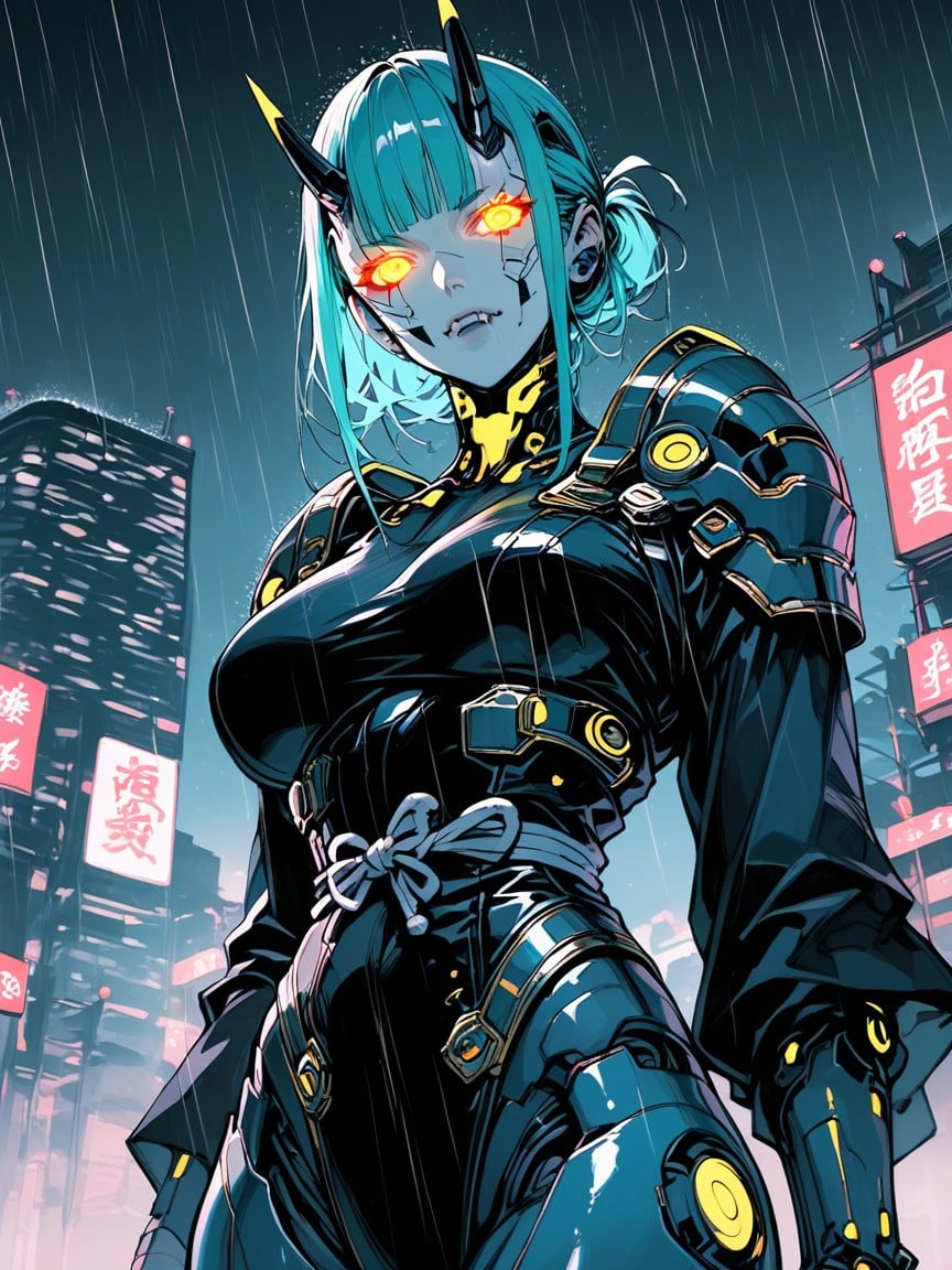 Helmet, Teal Hair, Waist Shot Hentai AI Porn