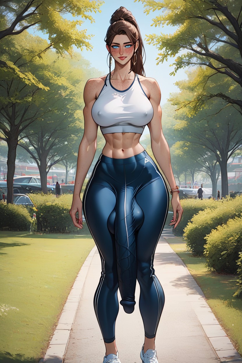 Freckles, Ray Tracing Wide Hips, Penis Shemale AI Porn