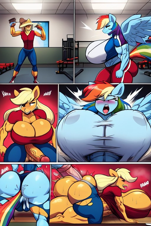 Heavily Breathing, Christmas, Normal Size In The First Pannel Furry AI Porn