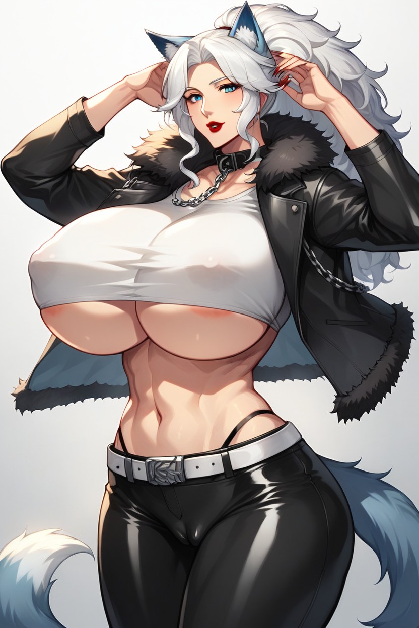 Red Lipstick, Underboob, Navel Hentai AI Porn