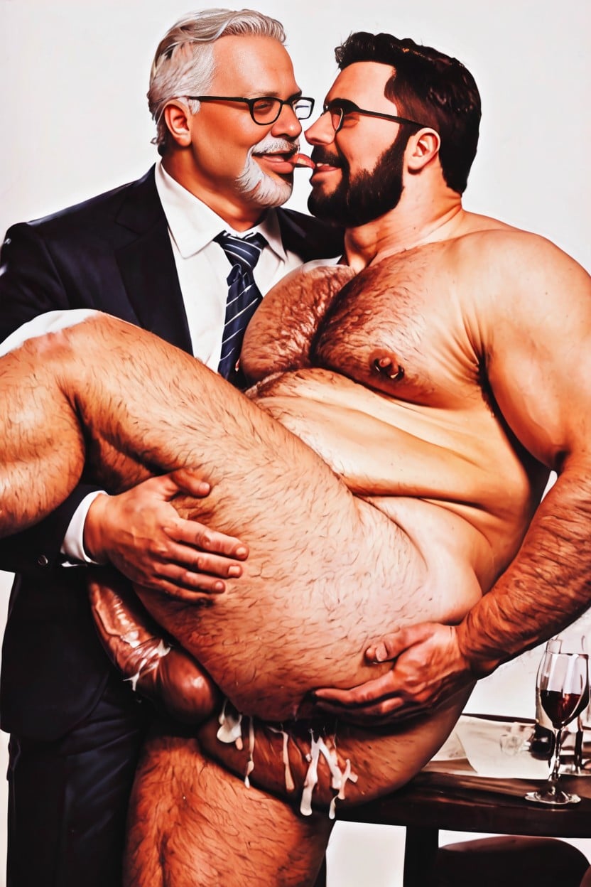 Plump Face, Hyper Muscular, Excité Porno IA Gay