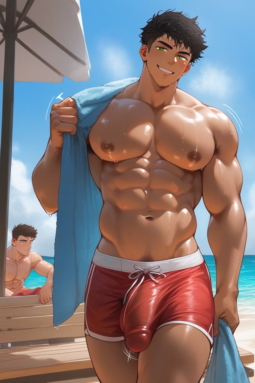 Beach, Shy, Large Sized Balls ゲイAIポルノ