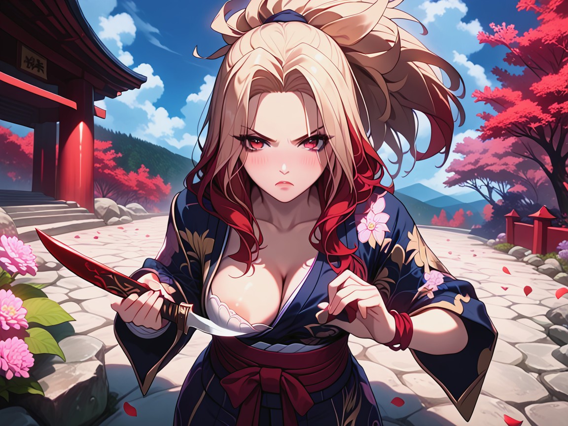 Wide Angle Shot, Head Arched Back, Mount Fuji Hentai AI Porn