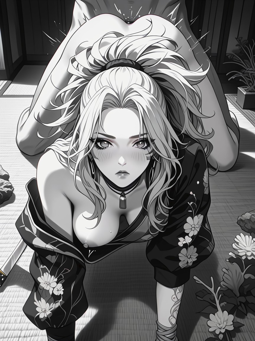Blonde Hair, Legs Spread, Cinematic Bokeh Effect Hentai AI Porn