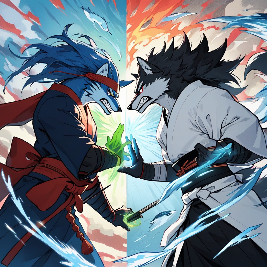 Distant View, Brawl, Samurai Headband Furry IA