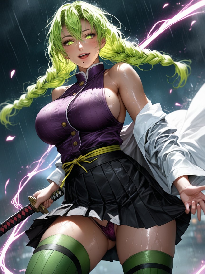 Center Boob, Intense Fighting Pose, Breath From Mouth Hentai AI Porn