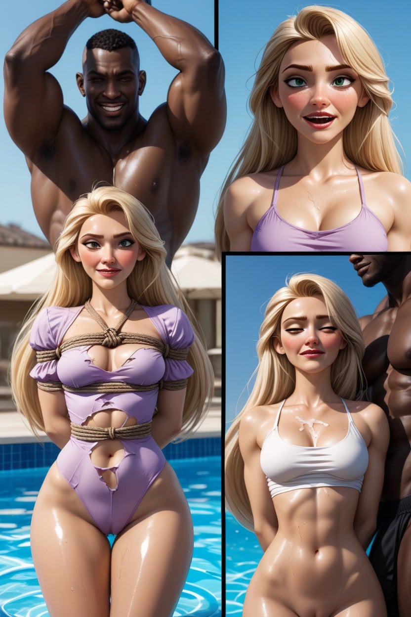 Bounce Lines, Rapunzel From Tangled, Interracial AI Porn