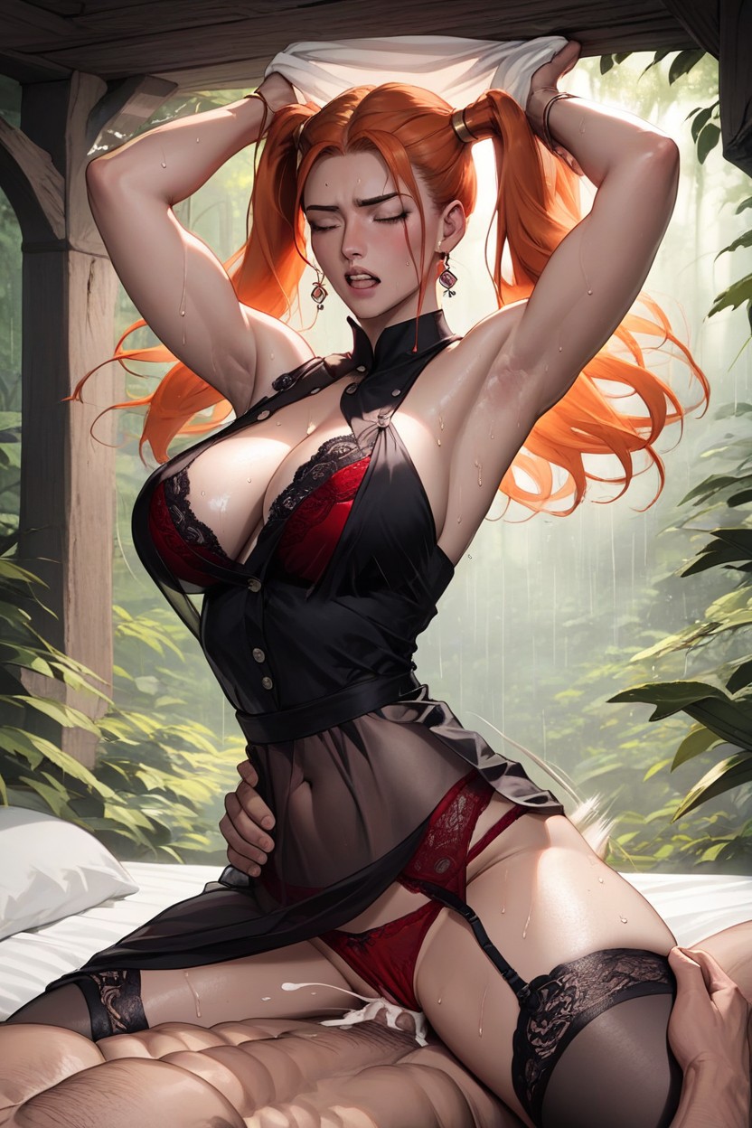 Jungle, Orange Hair, Black Garter Belt AI Porn