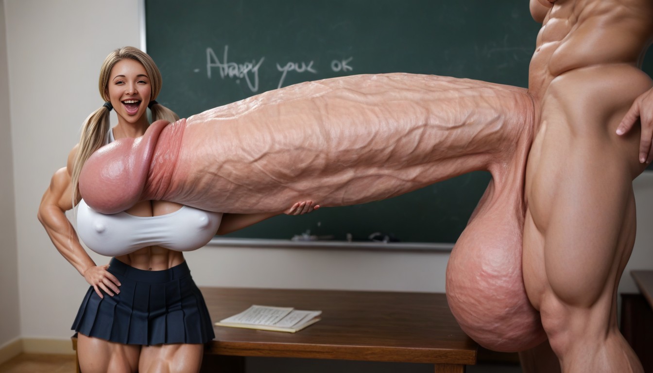 Hyper Cock, Erect Nipples, Cock Too Big For Her AI Porn