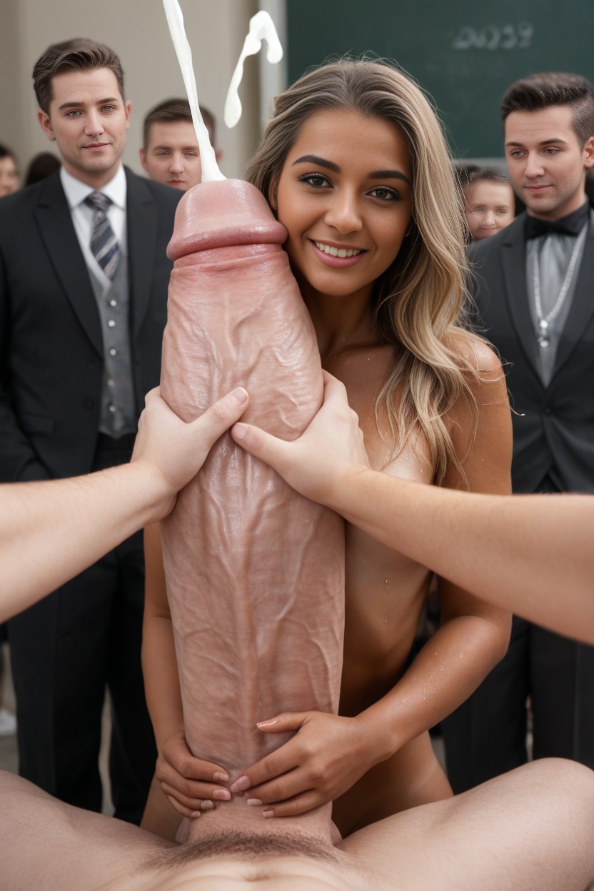 Huge Green Eyes, Hypertight Adorableface, Blonde Hair AI Porn