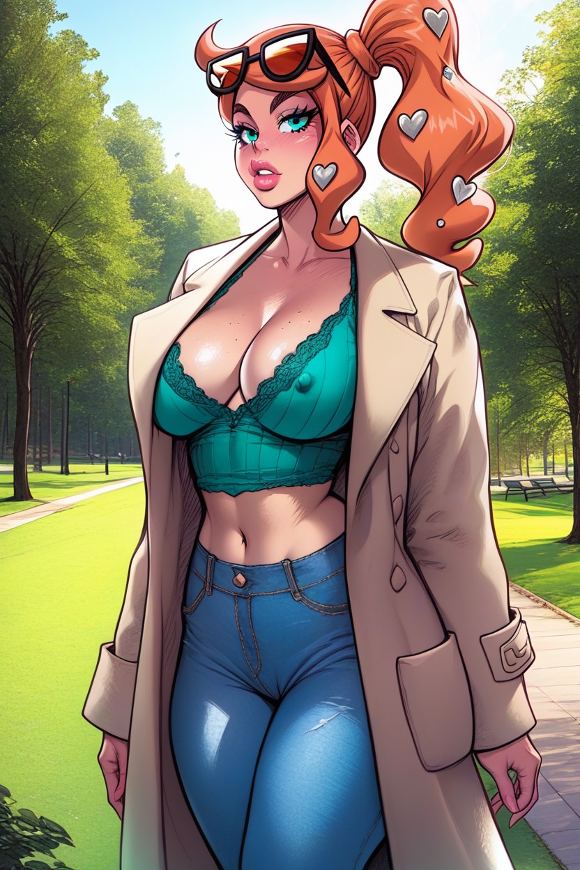 Teal Blouse, Voluptuous Figure, Close Up Hentai AI Porn