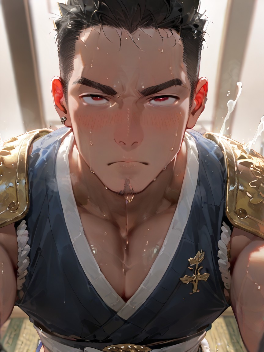 Tanned Skin, Martial Artist, Espiky Black Hair ゲイAIポルノ