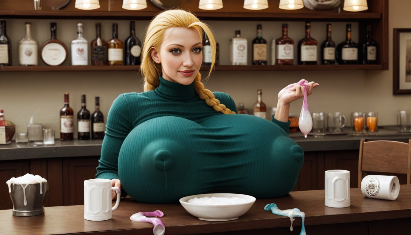 Hyper Massive Nipple Bulge, White Cotton Turtleneck Sweater, Hdr AI Porn