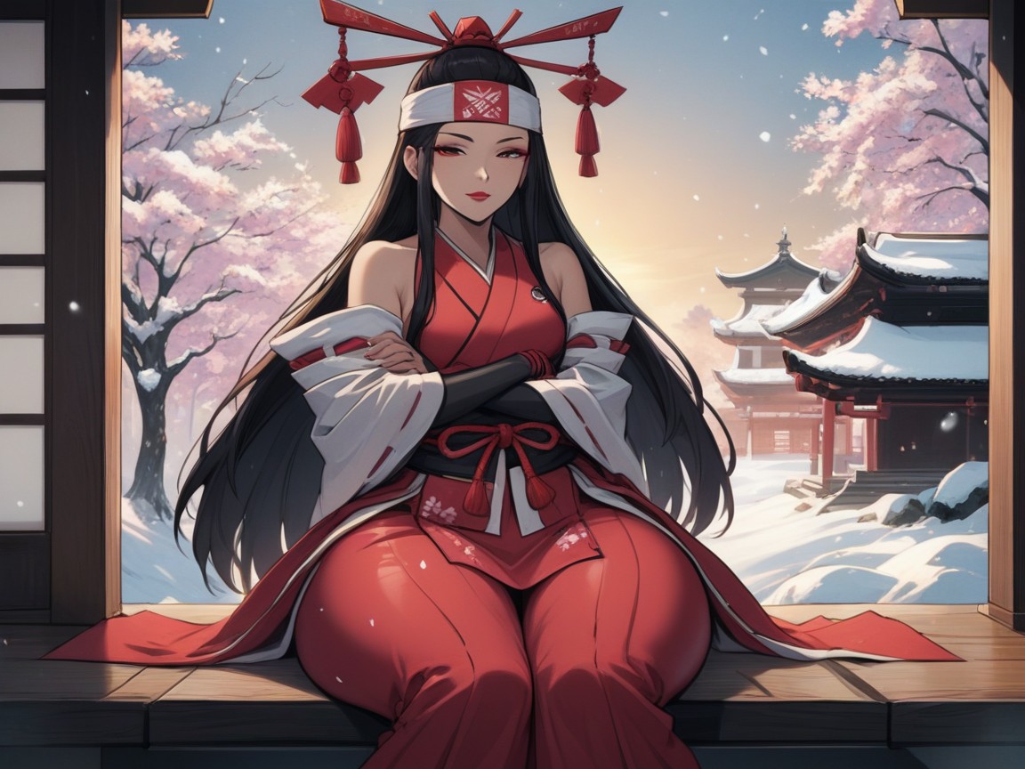 Japanese Veranda Background, Red Lipstick, Ornate Shrine City Porno latina IA