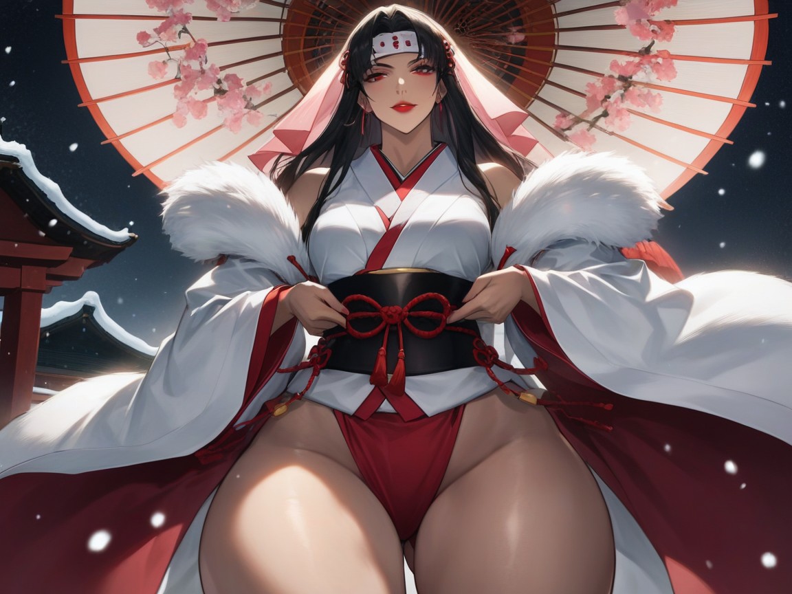 Slicked, Arms Crossed, Pink Samurai Flag With White Crown Symbol Hentai AI Porn