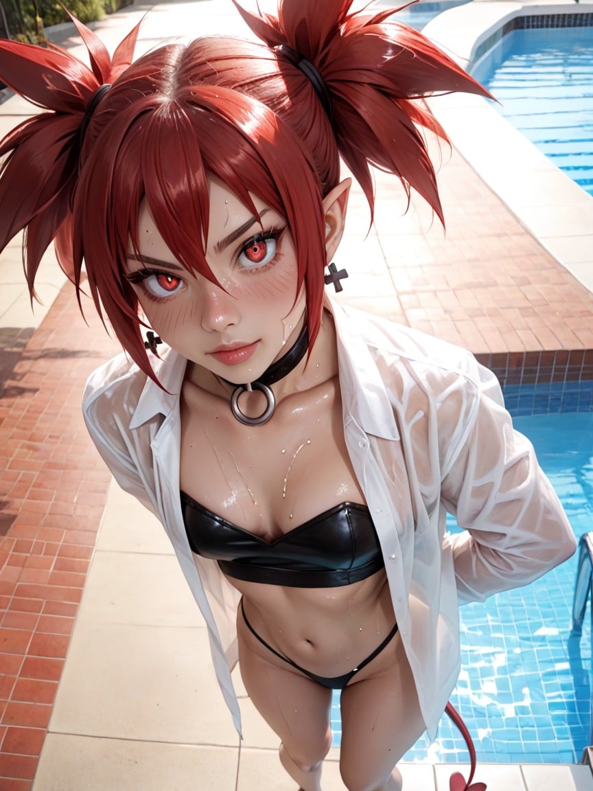Oiled Skin, Black Thong, Beautiful Face Hentai AI Porn
