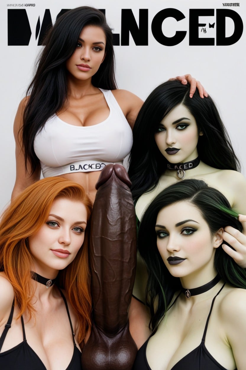 All Women Wearing Blacked Logo Shirt, Full Lips, Busty Thighs AI Porn