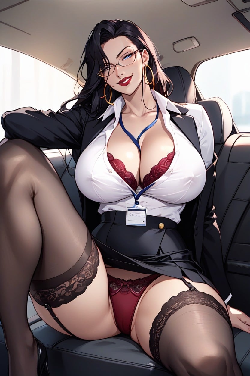 Beautiful Curvy Body, High Resolution, Hoop Earrings Lace Stockings Hentai AI Porn