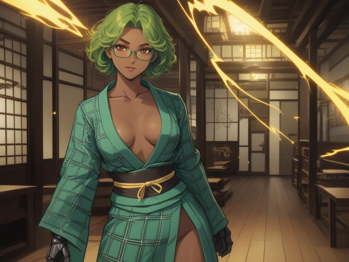 Japanese Dojo Background, Feudal Japan Setting, Low Torso Height Latina AI Porn