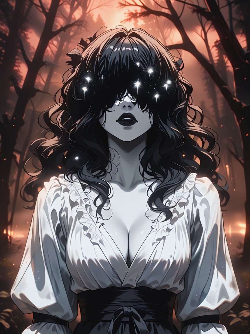 Surrounded By Spirit Flames, Sorrowful Expression, No Eyes Hentai AI Porn