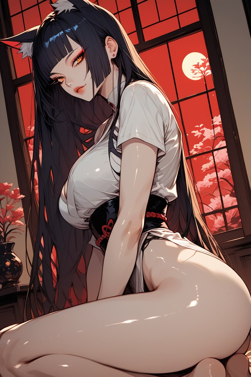 White Komino, Rounded Ass, Ear Fluff Hentai AI Porn